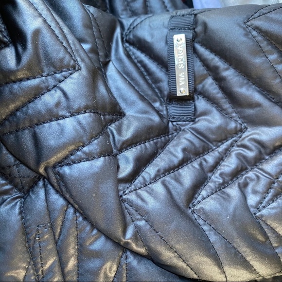 Via Spiga Zig Zag Black Quilted Zip Up Jacket Coat - Picture 5 of 9